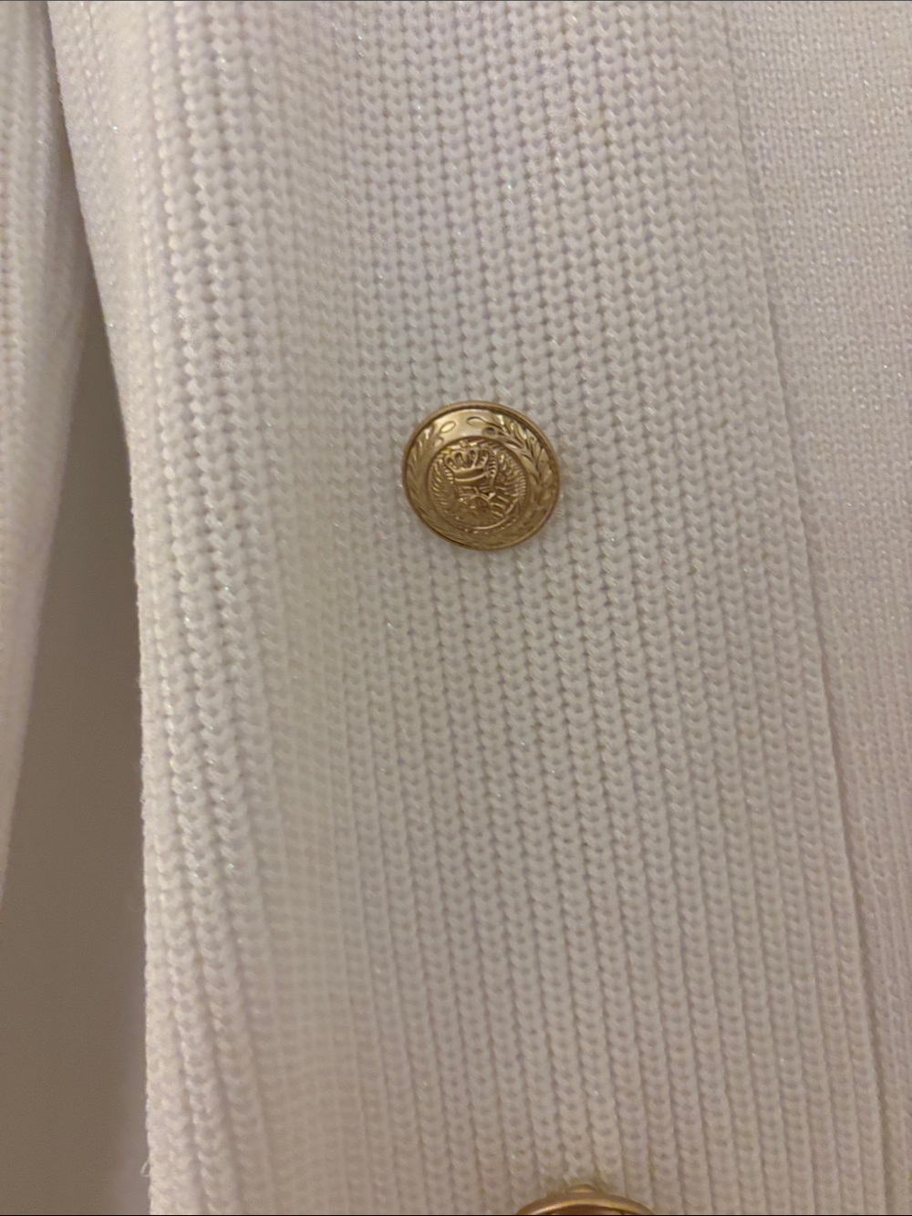 L'AGENCE Cream Knit Belted Cardigan with Gold Buttons - Picture 6 of 10